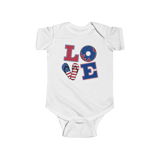 Patriotic Baby Bodysuit, Baby Shower Gift, Cute Infant Outfit, American Love Onesie, USA Independence Day Clothing