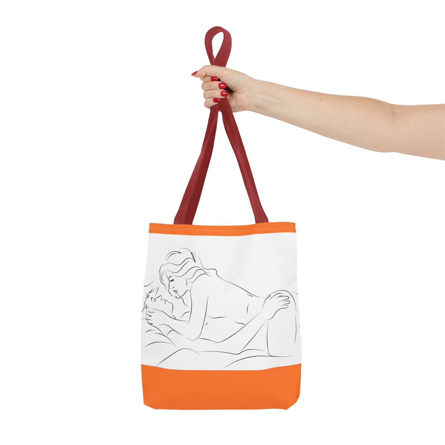 Sensual Art Tote Bag, Unique Beach Bag, Boho Chic Carryall, Gift for Her, Romantic Design for Date Night