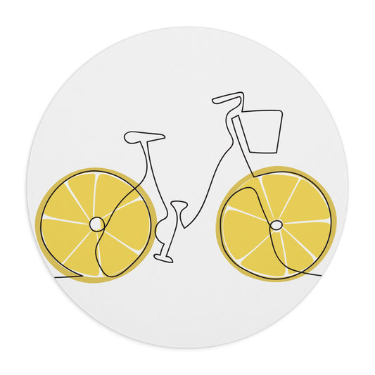 Lemon Bicycle Mouse Pad, Fun Office Decor, Gift for Cyclists, Unique Desk Accessory, Bright & Cheerful