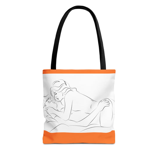Sensual Art Tote Bag, Unique Beach Bag, Boho Chic Carryall, Gift for Her, Romantic Design for Date Night
