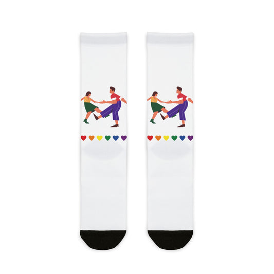 Colorful Love Theme Crew Socks for LGBTQ+ Pride, Gift for Friends and Family, Pride Month Accessories, Fun Rainbow Socks
