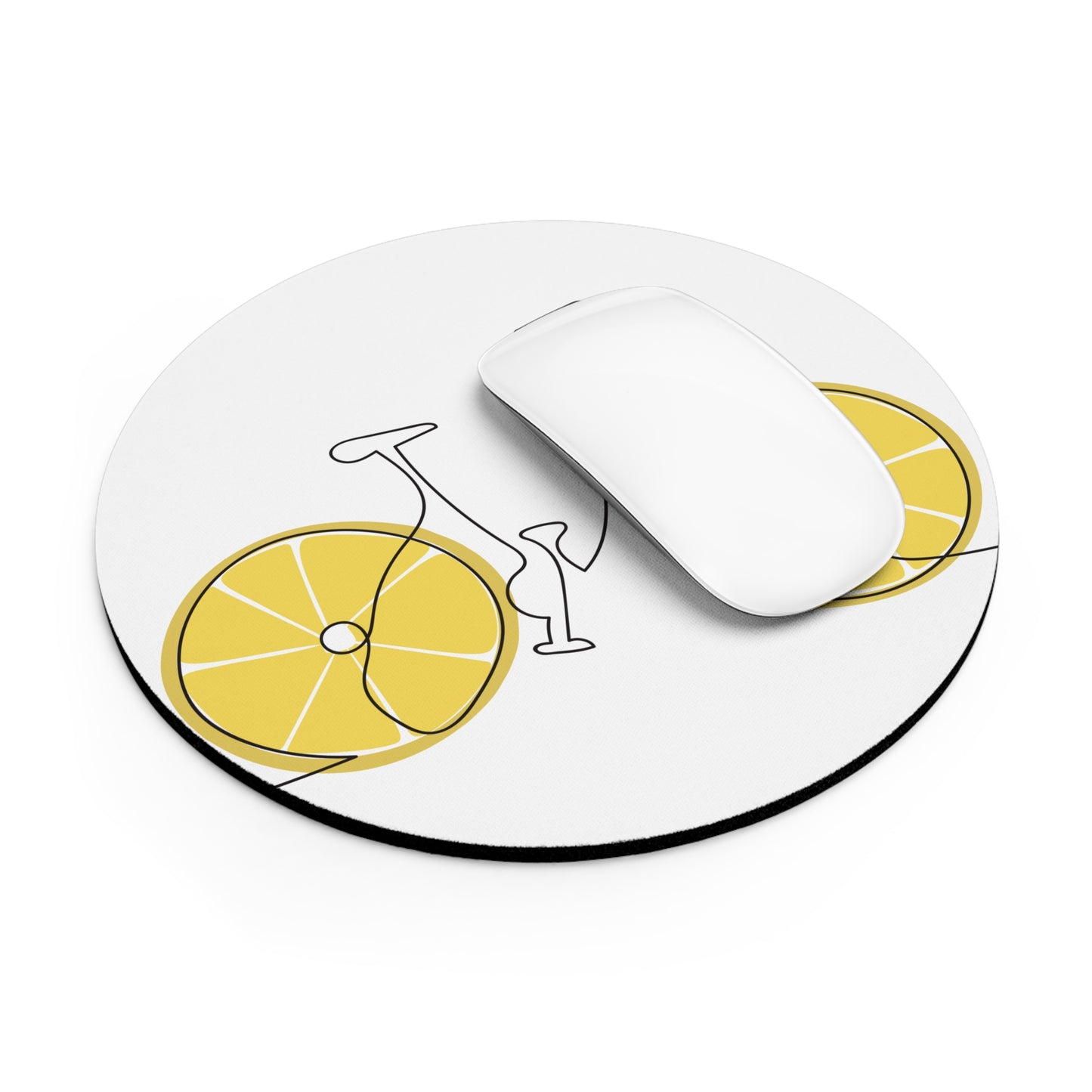Lemon Bicycle Mouse Pad, Fun Office Decor, Gift for Cyclists, Unique Desk Accessory, Bright & Cheerful