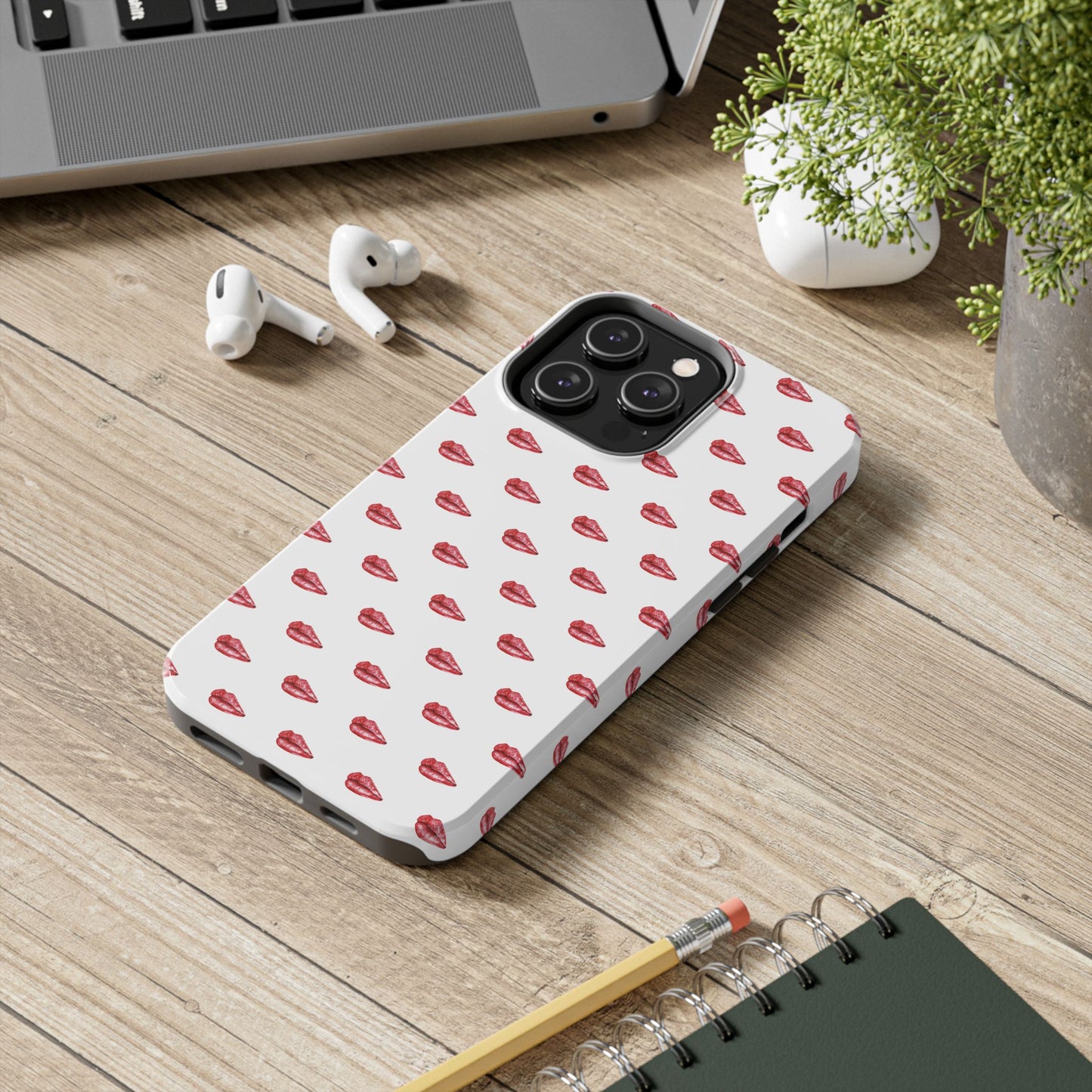 Lip Print Tough Phone Cases, Cute Phone Accessories, Stylish Phone Covers, Gifts for Her, Trendy Tech Essentials