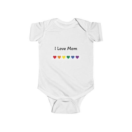 I Love Mom Infant Bodysuit, Cute Baby Clothes, Gift for New Parents, Baby Shower Gift, Toddler Outfit, Heart Design Bodysuit